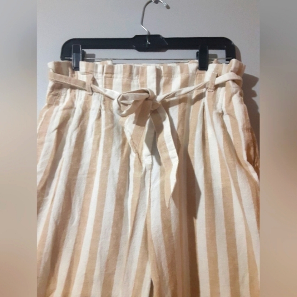 J. Crew Striped Wide Leg Pants - Cream and Brown - Picture 3 of 7